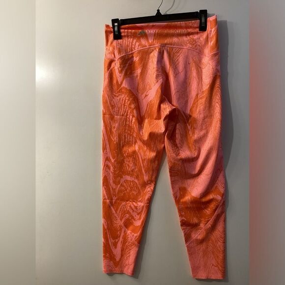 Adidas By Stella McCartney Cropped Printed Leggings Bright Orange Size L NEW - Picture 8 of 14